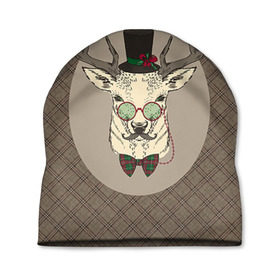 Шапка 3D с принтом Deer в Тюмени, 100% полиэстер | универсальный размер, печать по всей поверхности изделия | Тематика изображения на принте: 2016 | christmas | deer | год | новогодний | новый | олень | рождественский | с новым годом