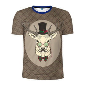 Мужская футболка 3D спортивная с принтом Deer в Тюмени, 100% полиэстер с улучшенными характеристиками | приталенный силуэт, круглая горловина, широкие плечи, сужается к линии бедра | 2016 | christmas | deer | год | новогодний | новый | олень | рождественский | с новым годом