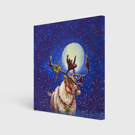 Холст квадратный с принтом Christmas deer в Тюмени, 100% ПВХ |  | 2016 | christmas | deer | год | новогодний | новый | олень | рождественский | с новым годом