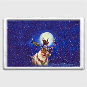 Магнит 45*70 с принтом Christmas deer в Тюмени, Пластик | Размер: 78*52 мм; Размер печати: 70*45 | 2016 | christmas | deer | год | новогодний | новый | олень | рождественский | с новым годом