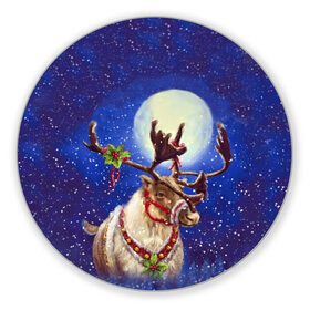 Коврик круглый с принтом Christmas deer в Тюмени, резина и полиэстер | круглая форма, изображение наносится на всю лицевую часть | Тематика изображения на принте: 2016 | christmas | deer | год | новогодний | новый | олень | рождественский | с новым годом