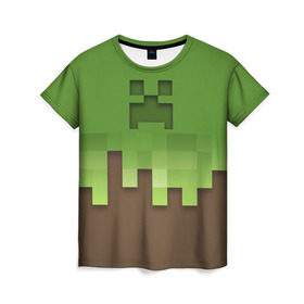 Женская футболка 3D с принтом Minecraft edition в Тюмени, 100% полиэфир ( синтетическое хлопкоподобное полотно) | прямой крой, круглый вырез горловины, длина до линии бедер | creeper | minecraft