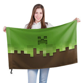 Флаг 3D с принтом Minecraft edition в Тюмени, 100% полиэстер | плотность ткани — 95 г/м2, размер — 67 х 109 см. Принт наносится с одной стороны | creeper | minecraft
