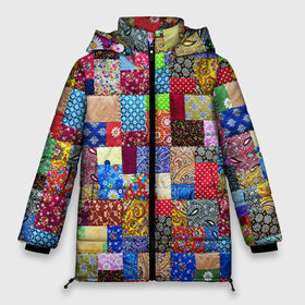 Женская зимняя куртка 3D с принтом Лоскутное шитьё в Тюмени, верх — 100% полиэстер; подкладка — 100% полиэстер; утеплитель — 100% полиэстер | длина ниже бедра, силуэт Оверсайз. Есть воротник-стойка, отстегивающийся капюшон и ветрозащитная планка. 

Боковые карманы с листочкой на кнопках и внутренний карман на молнии | лоскут | одежда | текстура | ткань | шитьё