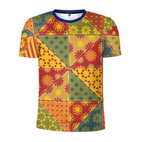 Мужская футболка 3D спортивная с принтом Лоскутное шитьё в Тюмени, 100% полиэстер с улучшенными характеристиками | приталенный силуэт, круглая горловина, широкие плечи, сужается к линии бедра | лоскут | одежда | текстура | ткань | шитьё