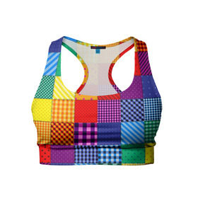 Женский спортивный топ 3D с принтом Лоскутное шитьё в Тюмени, 82% полиэстер, 18% спандекс Ткань безопасна для здоровья, позволяет коже дышать, не мнется и не растягивается |  | лоскут | одежда | текстура | ткань | шитьё