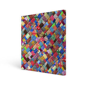 Холст квадратный с принтом Лоскутное шитьё в Тюмени, 100% ПВХ |  | Тематика изображения на принте: лоскут | одежда | текстура | ткань | шитьё