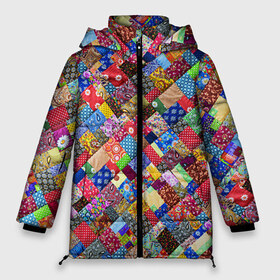 Женская зимняя куртка 3D с принтом Лоскутное шитьё в Тюмени, верх — 100% полиэстер; подкладка — 100% полиэстер; утеплитель — 100% полиэстер | длина ниже бедра, силуэт Оверсайз. Есть воротник-стойка, отстегивающийся капюшон и ветрозащитная планка. 

Боковые карманы с листочкой на кнопках и внутренний карман на молнии | лоскут | одежда | текстура | ткань | шитьё