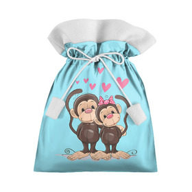 Подарочный 3D мешок с принтом Обезьянки в Тюмени, 100% полиэстер | Размер: 29*39 см | 2016 | год | любовь | мартышка | новый | обезьяна | с новым год