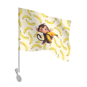 Флаг для автомобиля с принтом Обезьяна с бананом в Тюмени, 100% полиэстер | Размер: 30*21 см | мартышка | обезьяна