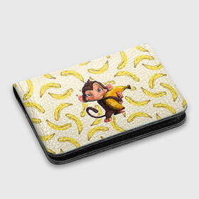 Картхолдер с принтом с принтом Обезьяна с бананом в Тюмени, натуральная матовая кожа | размер 7,3 х 10 см; кардхолдер имеет 4 кармана для карт; | Тематика изображения на принте: мартышка | обезьяна