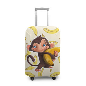Чехол для чемодана 3D с принтом Обезьяна с бананом в Тюмени, 86% полиэфир, 14% спандекс | двустороннее нанесение принта, прорези для ручек и колес | мартышка | обезьяна