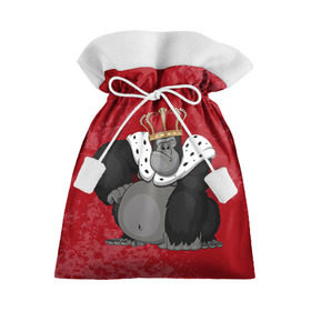 Подарочный 3D мешок с принтом Обезьяна король в Тюмени, 100% полиэстер | Размер: 29*39 см | Тематика изображения на принте: 2016 | год | король | корона | мартышка | новый | обезьяна | с новым год