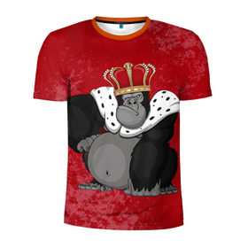 Мужская футболка 3D спортивная с принтом Обезьяна король в Тюмени, 100% полиэстер с улучшенными характеристиками | приталенный силуэт, круглая горловина, широкие плечи, сужается к линии бедра | Тематика изображения на принте: 2016 | год | король | корона | мартышка | новый | обезьяна | с новым год