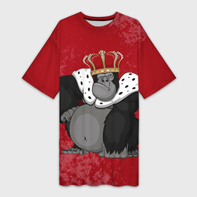 Платье-футболка 3D с принтом Обезьяна король в Тюмени,  |  | Тематика изображения на принте: 2016 | год | король | корона | мартышка | новый | обезьяна | с новым год