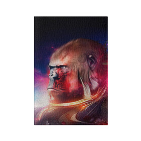 Обложка для паспорта матовая кожа с принтом Обезьяна в космосе в Тюмени, натуральная матовая кожа | размер 19,3 х 13,7 см; прозрачные пластиковые крепления | Тематика изображения на принте: 2016 | год | космос | мартышка | новый | обезьяна | с новым год