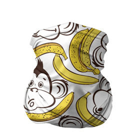 Бандана-труба 3D с принтом Обезьянки и бананы в Тюмени, 100% полиэстер, ткань с особыми свойствами — Activecool | плотность 150‒180 г/м2; хорошо тянется, но сохраняет форму | Тематика изображения на принте: банан
