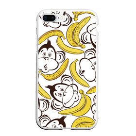 Чехол для iPhone 7Plus/8 Plus матовый с принтом Обезьянки и бананы в Тюмени, Силикон | Область печати: задняя сторона чехла, без боковых панелей | Тематика изображения на принте: банан