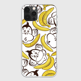 Чехол для iPhone 12 Pro с принтом Обезьянки и бананы в Тюмени, силикон | область печати: задняя сторона чехла, без боковых панелей | Тематика изображения на принте: банан