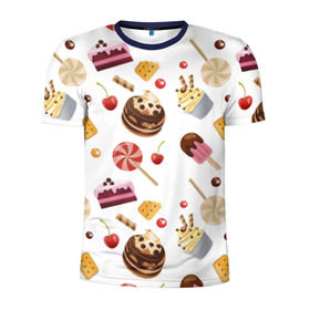 Мужская футболка 3D спортивная с принтом Sweet time в Тюмени, 100% полиэстер с улучшенными характеристиками | приталенный силуэт, круглая горловина, широкие плечи, сужается к линии бедра | candy | капкейп | милый | мороженое | пирожное | торт