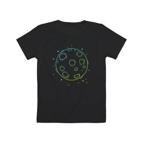 Детская футболка хлопок с принтом Moon в Тюмени, 100% хлопок | круглый вырез горловины, полуприлегающий силуэт, длина до линии бедер | луна | луна   стильный принт.moon | полная луна