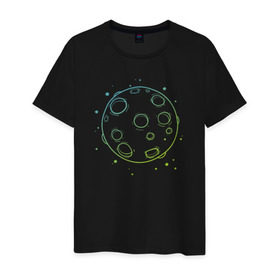 Мужская футболка хлопок с принтом Moon в Тюмени, 100% хлопок | прямой крой, круглый вырез горловины, длина до линии бедер, слегка спущенное плечо. | луна | луна   стильный принт.moon | полная луна