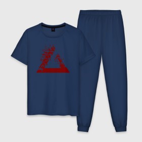 Мужская пижама хлопок с принтом Witcher Igni sign в Тюмени, 100% хлопок | брюки и футболка прямого кроя, без карманов, на брюках мягкая резинка на поясе и по низу штанин
 | Тематика изображения на принте: 