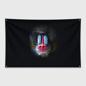Флаг-баннер с принтом Мандрил в Тюмени, 100% полиэстер | размер 67 х 109 см, плотность ткани — 95 г/м2; по краям флага есть четыре люверса для крепления | 2016 | год | мандрил | мартышка | новогодний | новый | обезьяна | обезьянка | подарок | с новым годом