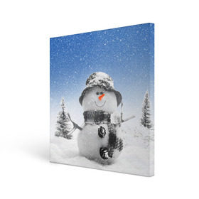 Холст квадратный с принтом Снеговик в Тюмени, 100% ПВХ |  | 2016 | winter | год | зима | мартышка | новогодний | новый | обезьяна | обезьянка | подарок | с новым годом | снег | снеговик