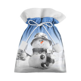 Подарочный 3D мешок с принтом Снеговик в Тюмени, 100% полиэстер | Размер: 29*39 см | Тематика изображения на принте: 2016 | winter | год | зима | мартышка | новогодний | новый | обезьяна | обезьянка | подарок | с новым годом | снег | снеговик