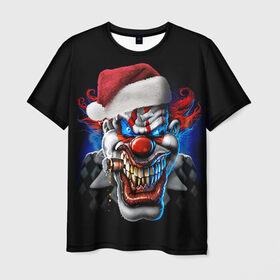 Мужская футболка 3D с принтом Новогодний клоун в Тюмени, 100% полиэфир | прямой крой, круглый вырез горловины, длина до линии бедер | Тематика изображения на принте: 2016 | год | злодей | злой | клоун | монстр | новогодний | новый | с новым годом