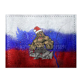 Обложка для студенческого билета с принтом Медведь в Тюмени, натуральная кожа | Размер: 11*8 см; Печать на всей внешней стороне | Тематика изображения на принте: 2016 | год | медведь | мишка | новогодний | новый | патриот | россия | русский | с новым годом | сила | флаг