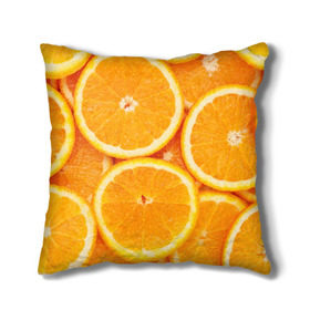 Подушка 3D с принтом Апельсинчик в Тюмени, наволочка – 100% полиэстер, наполнитель – холлофайбер (легкий наполнитель, не вызывает аллергию). | состоит из подушки и наволочки. Наволочка на молнии, легко снимается для стирки | orange | апельсин | фрукты