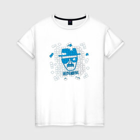 Женская футболка хлопок с принтом Heisenberg Puzzle в Тюмени, 100% хлопок | прямой крой, круглый вырез горловины, длина до линии бедер, слегка спущенное плечо | breaking bad | во все тяжкие | сериал