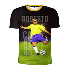 Мужская футболка 3D спортивная с принтом Roberto Carlos в Тюмени, 100% полиэстер с улучшенными характеристиками | приталенный силуэт, круглая горловина, широкие плечи, сужается к линии бедра | carlos | football | roberto carlos | дели дайнамос | роберто | роберто карлос | футбол | футболист