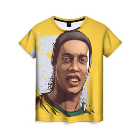 Женская футболка 3D с принтом Ronaldinho в Тюмени, 100% полиэфир ( синтетическое хлопкоподобное полотно) | прямой крой, круглый вырез горловины, длина до линии бедер | Тематика изображения на принте: football | ronaldinho | роналдиньо | футбол | футболист