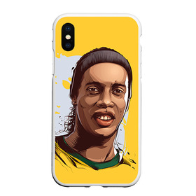 Чехол для iPhone XS Max матовый с принтом Ronaldinho в Тюмени, Силикон | Область печати: задняя сторона чехла, без боковых панелей | Тематика изображения на принте: football | ronaldinho | роналдиньо | футбол | футболист