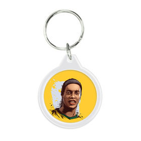 Брелок круглый с принтом Ronaldinho в Тюмени, пластик и полированная сталь | круглая форма, металлическое крепление в виде кольца | Тематика изображения на принте: football | ronaldinho | роналдиньо | футбол | футболист