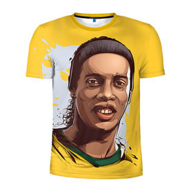 Мужская футболка 3D спортивная с принтом Ronaldinho в Тюмени, 100% полиэстер с улучшенными характеристиками | приталенный силуэт, круглая горловина, широкие плечи, сужается к линии бедра | Тематика изображения на принте: football | ronaldinho | роналдиньо | футбол | футболист