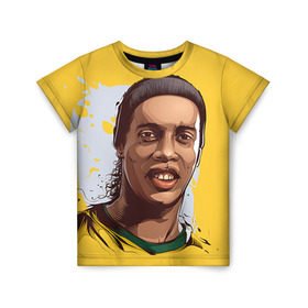 Детская футболка 3D с принтом Ronaldinho в Тюмени, 100% гипоаллергенный полиэфир | прямой крой, круглый вырез горловины, длина до линии бедер, чуть спущенное плечо, ткань немного тянется | Тематика изображения на принте: football | ronaldinho | роналдиньо | футбол | футболист
