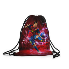 Рюкзак-мешок 3D с принтом Messi в Тюмени, 100% полиэстер | плотность ткани — 200 г/м2, размер — 35 х 45 см; лямки — толстые шнурки, застежка на шнуровке, без карманов и подкладки | Тематика изображения на принте: месси
