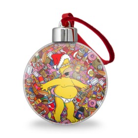 Ёлочный шар с принтом Обжора Гомер в Тюмени, Пластик | Диаметр: 77 мм | Тематика изображения на принте: гомер