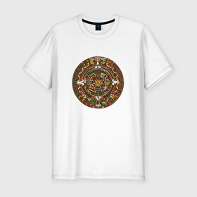 Мужская футболка премиум с принтом Maya в Тюмени, 92% хлопок, 8% лайкра | приталенный силуэт, круглый вырез ворота, длина до линии бедра, короткий рукав | календарь | майя | орнамент | узор