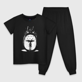 Детская пижама хлопок с принтом Totoro in rain в Тюмени, 100% хлопок |  брюки и футболка прямого кроя, без карманов, на брюках мягкая резинка на поясе и по низу штанин
 | аниме | дождь | сосед | тоторо | япония