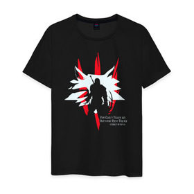 Мужская футболка хлопок с принтом OLD WOLF в Тюмени, 100% хлопок | прямой крой, круглый вырез горловины, длина до линии бедер, слегка спущенное плечо. | the witcher 3: wild hunt ведьмак дикая охота