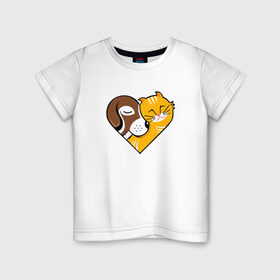Детская футболка хлопок с принтом Проявление доброты в Тюмени, 100% хлопок | круглый вырез горловины, полуприлегающий силуэт, длина до линии бедер | кошечка | проявление добротысобачка