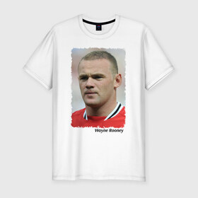 Мужская футболка премиум с принтом Wayne Rooney в Тюмени, 92% хлопок, 8% лайкра | приталенный силуэт, круглый вырез ворота, длина до линии бедра, короткий рукав | wayne rooney | англия | апл | лига чемпионов | мю | уэйн руни | футбол