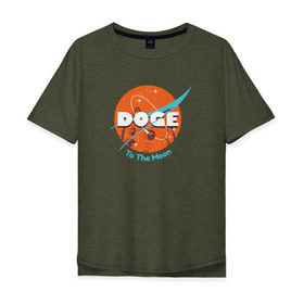Мужская футболка хлопок Oversize с принтом Doge NASA в Тюмени, 100% хлопок | свободный крой, круглый ворот, “спинка” длиннее передней части | smile | космос | лайка | луна | собака | улыбка