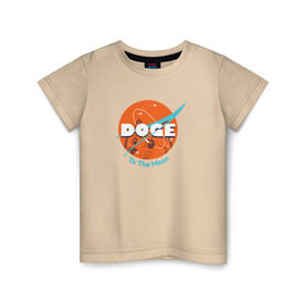 Детская футболка хлопок с принтом Doge NASA в Тюмени, 100% хлопок | круглый вырез горловины, полуприлегающий силуэт, длина до линии бедер | smile | космос | лайка | луна | собака | улыбка