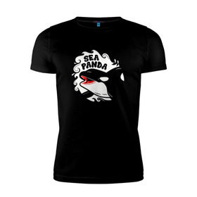 Мужская футболка премиум с принтом Морская панда в Тюмени, 92% хлопок, 8% лайкра | приталенный силуэт, круглый вырез ворота, длина до линии бедра, короткий рукав | Тематика изображения на принте: panda | животные | касатка | море | океан | рыба